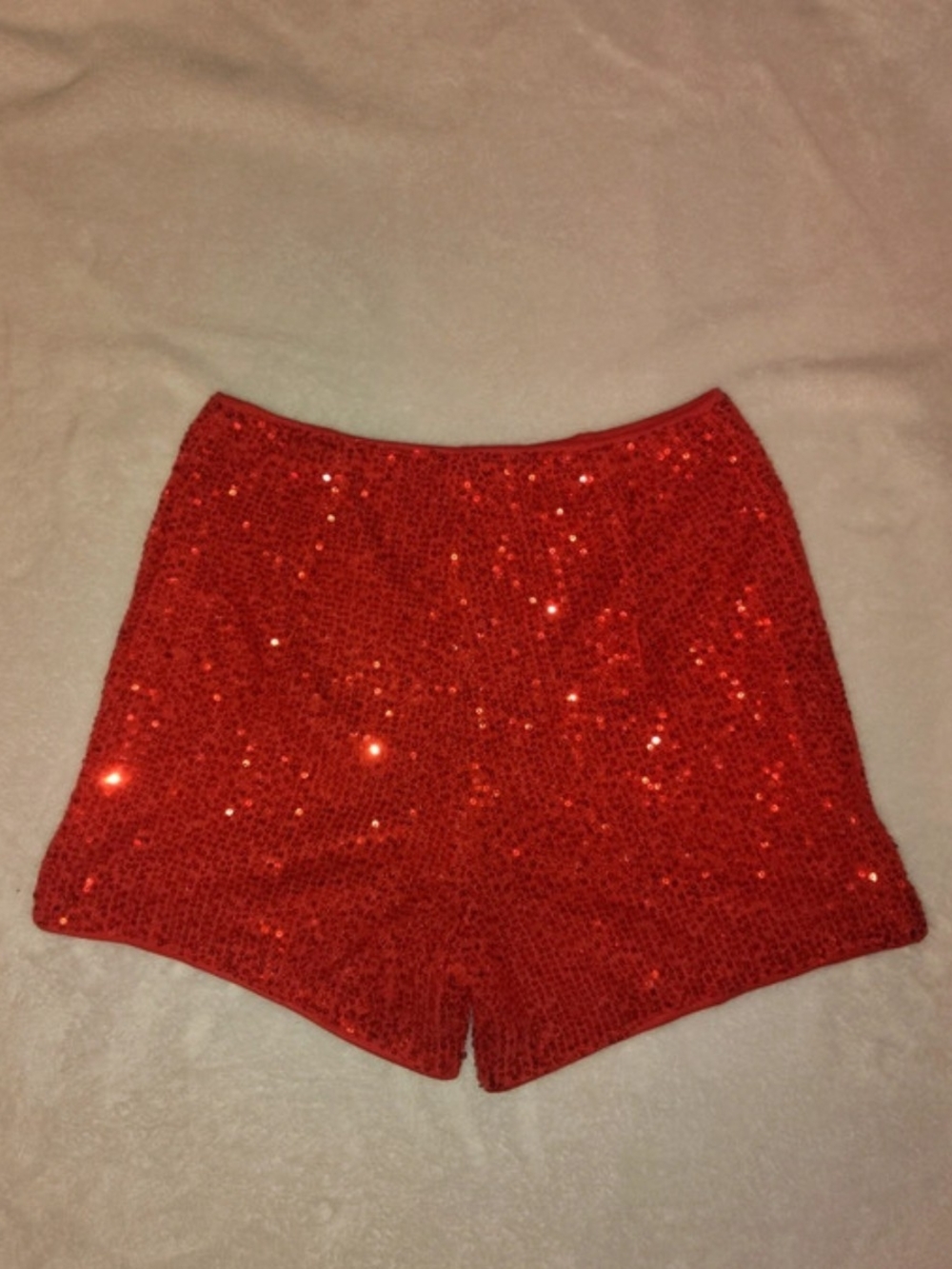 Girls' Red Sequin High-Waist Shorts